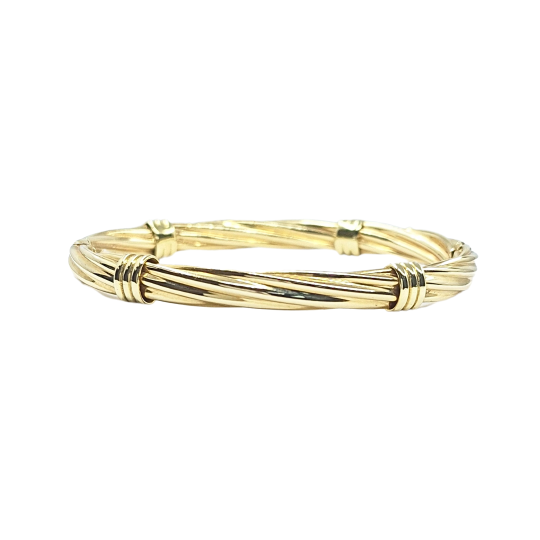 14ct Yellow Gold Twist Hinged Bangle