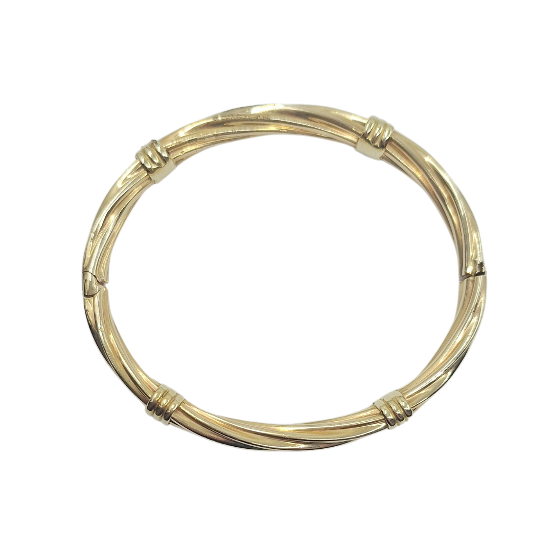 14ct Yellow Gold Twist Hinged Bangle