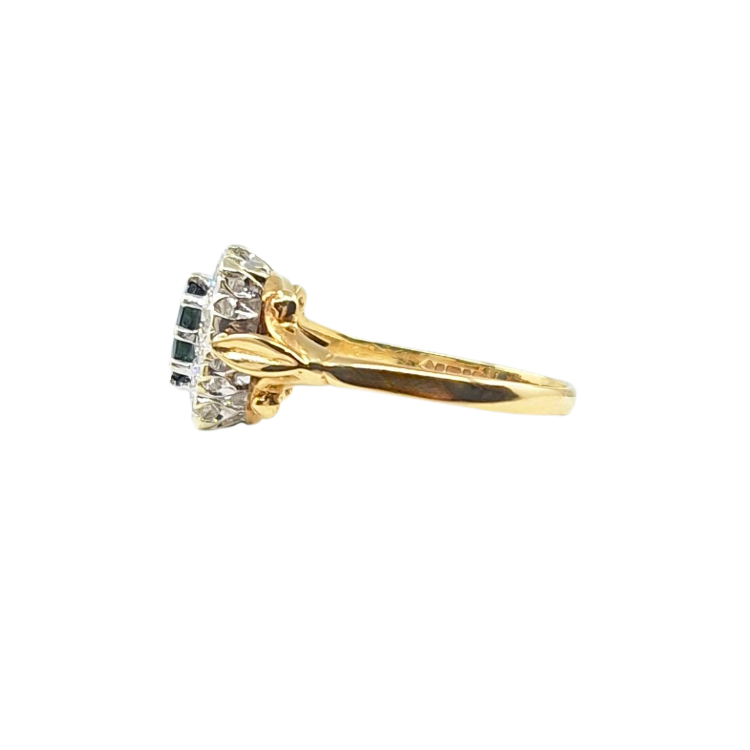 9ct Yellow Gold Sapphire & Diamond Cluster Ring