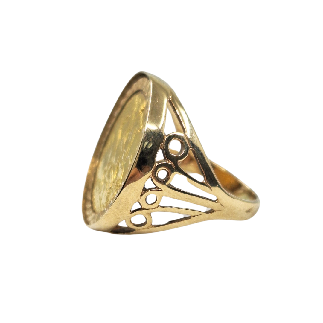 9ct/22ct Yellow Gold Half Sovereign Ring 1913