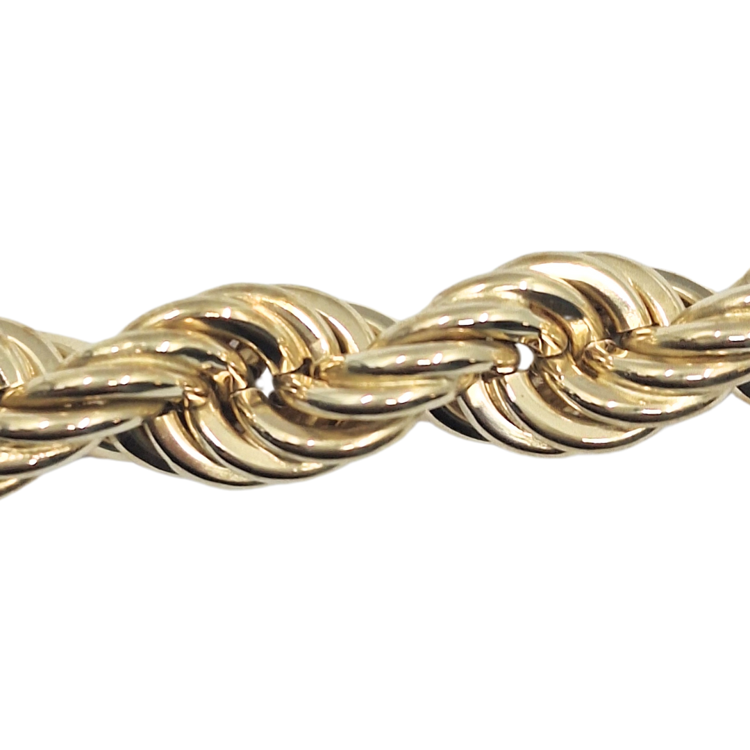 9ct Yellow Gold Solid Rope Bracelet 9.3"