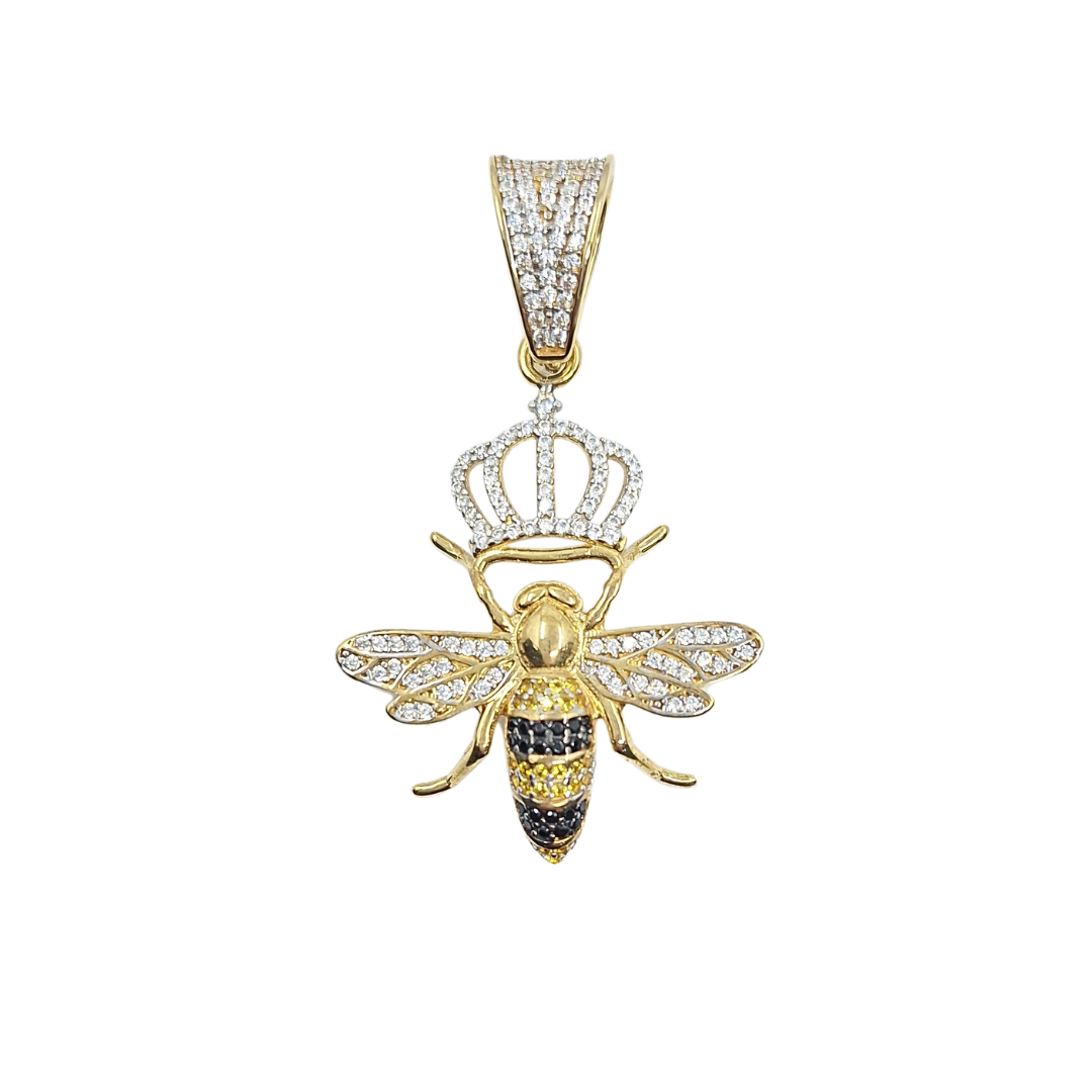 9ct Yellow Gold Cubic Zirconia Queen Bee Pendant