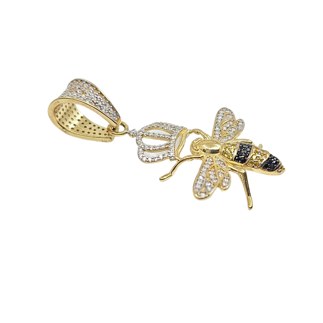 9ct Yellow Gold Cubic Zirconia Queen Bee Pendant