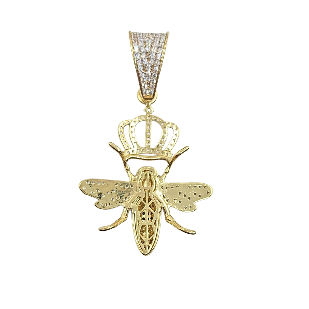 9ct Yellow Gold Cubic Zirconia Queen Bee Pendant