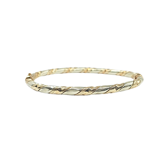 9ct Yellow & White Gold Twist Bangle