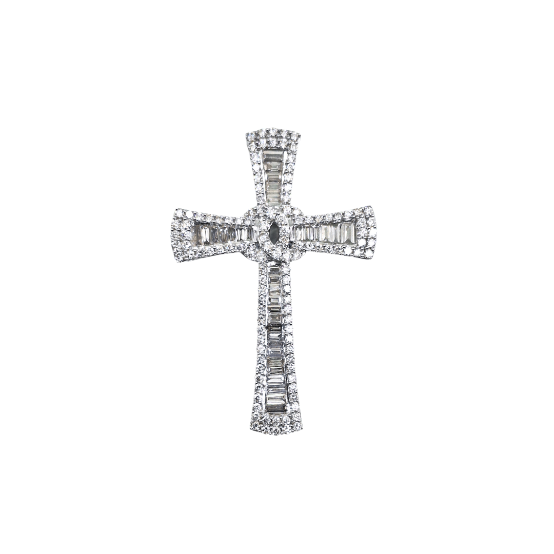 9ct White Gold Diamond Cross Pendant 3.63ct
