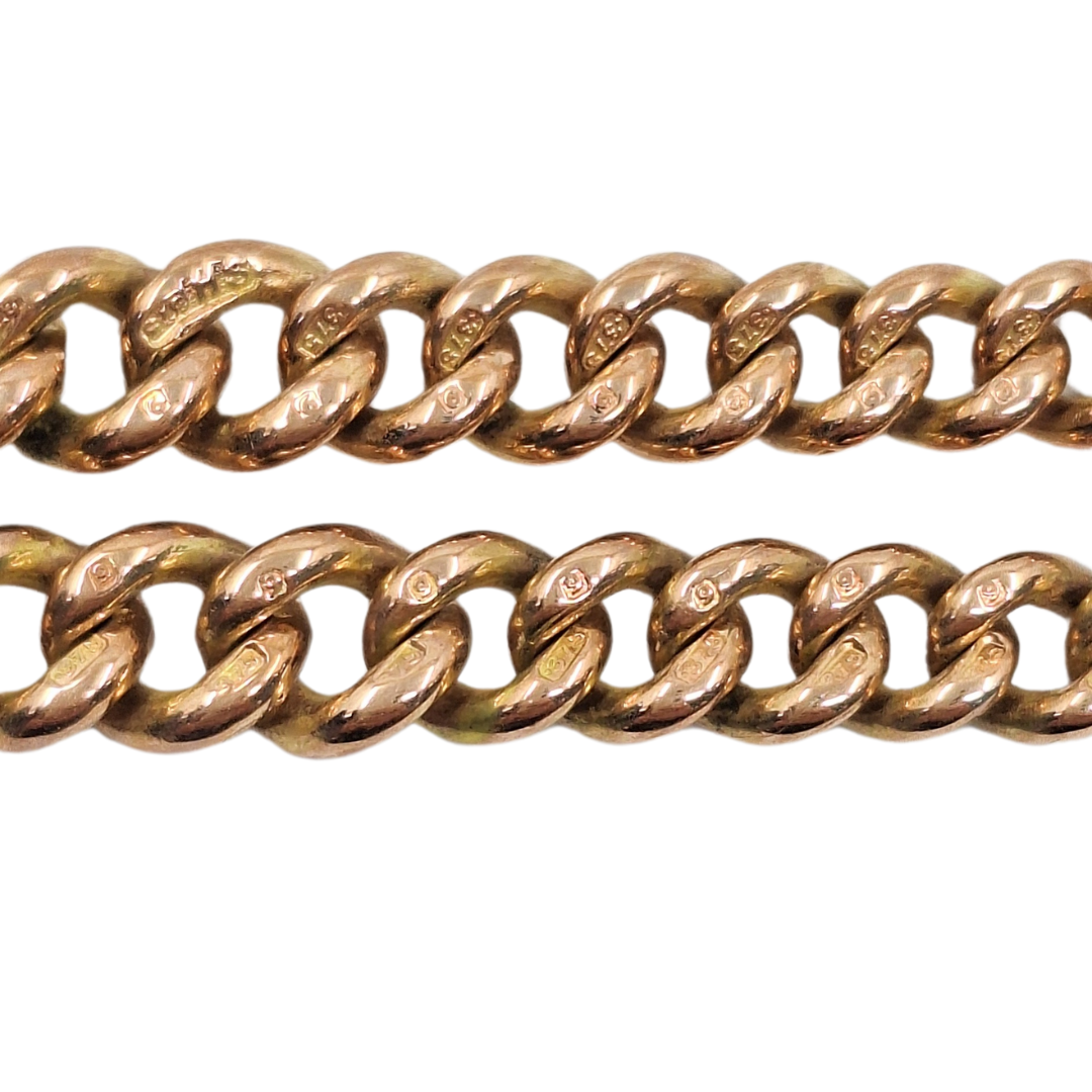 9ct Rose Gold Albert Chain With Half Sovereign 1911