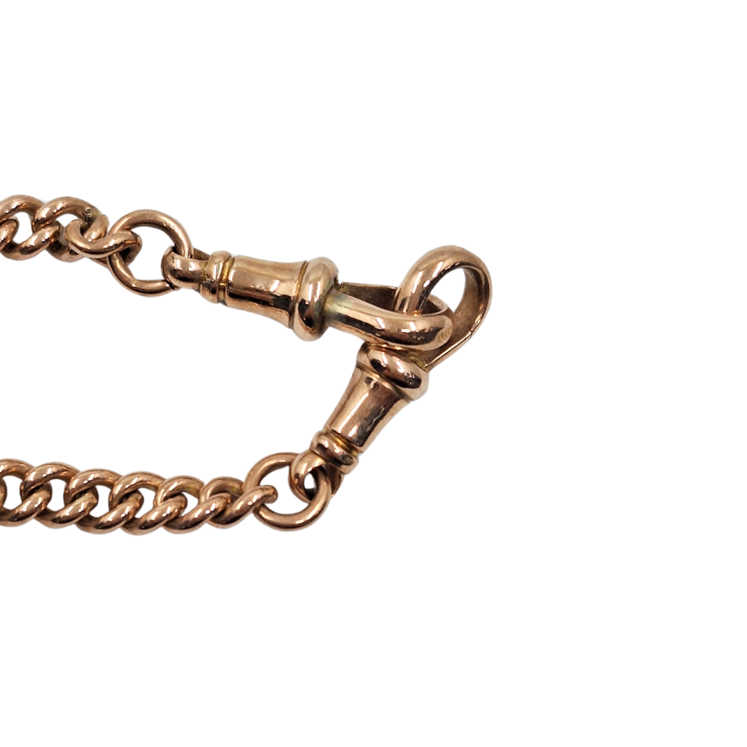 9ct Rose Gold Albert Chain With Half Sovereign 1911