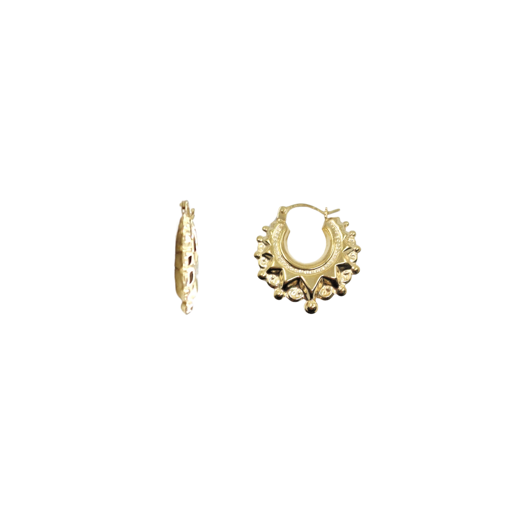 9ct Yellow Gold Spike Creole Earrings