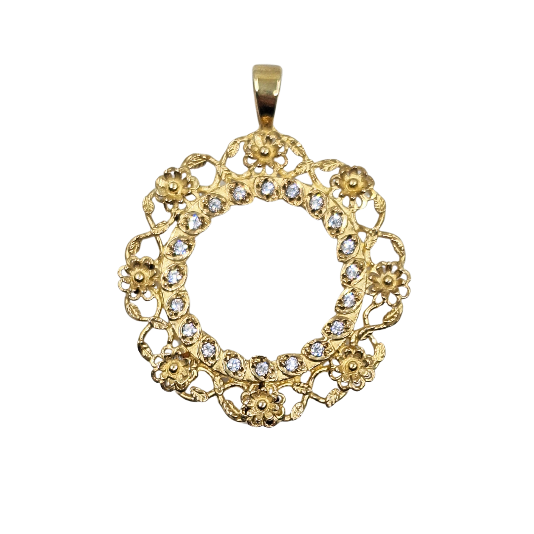 9ct Yellow Gold Cubic Zirconia Full Sovereign Pendant Mount