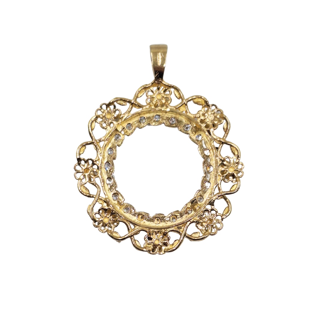 9ct Yellow Gold Cubic Zirconia Full Sovereign Pendant Mount
