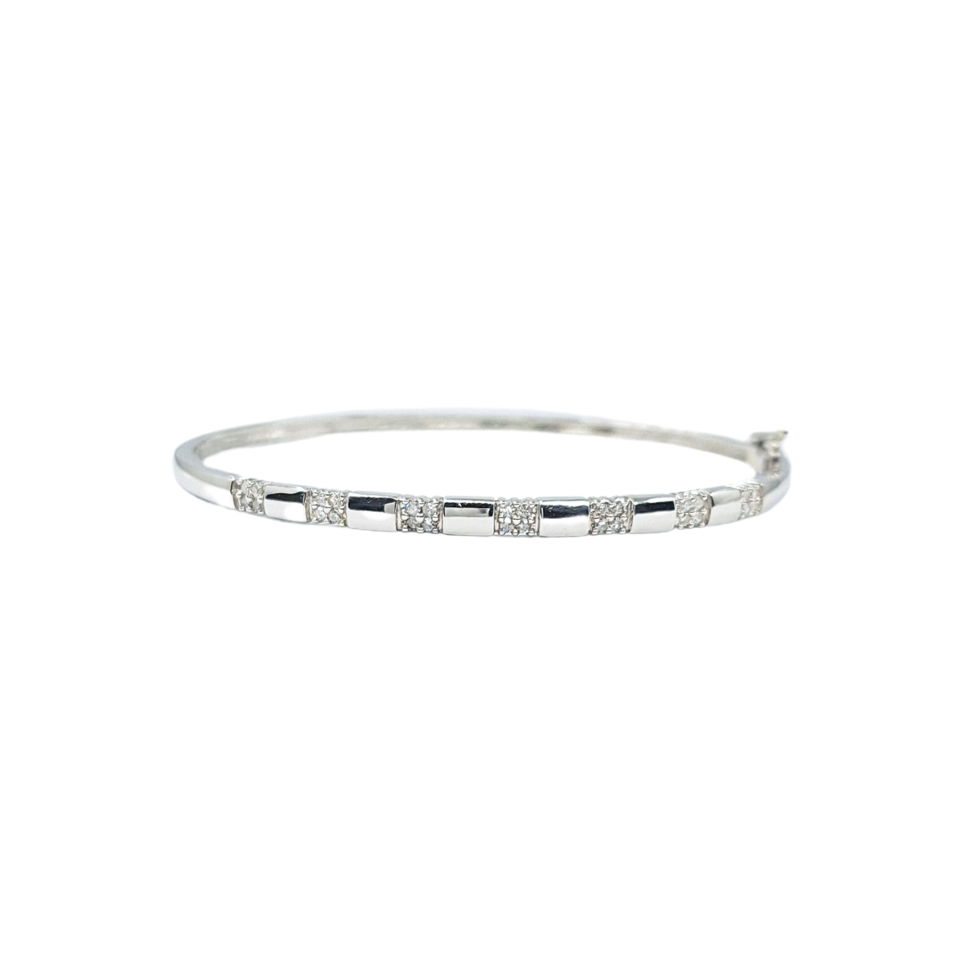 9ct White Gold Diamond Bangle