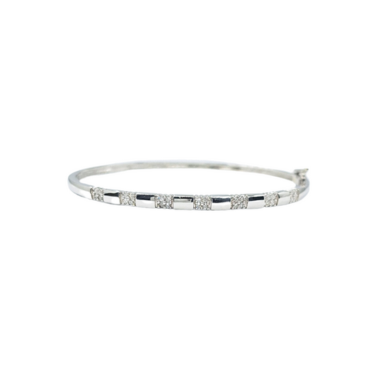 9ct White Gold Diamond Bangle