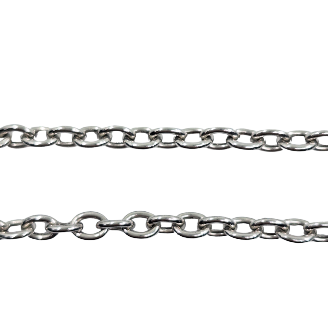 9ct White Gold Belcher Chain With Heart Pendant 17"