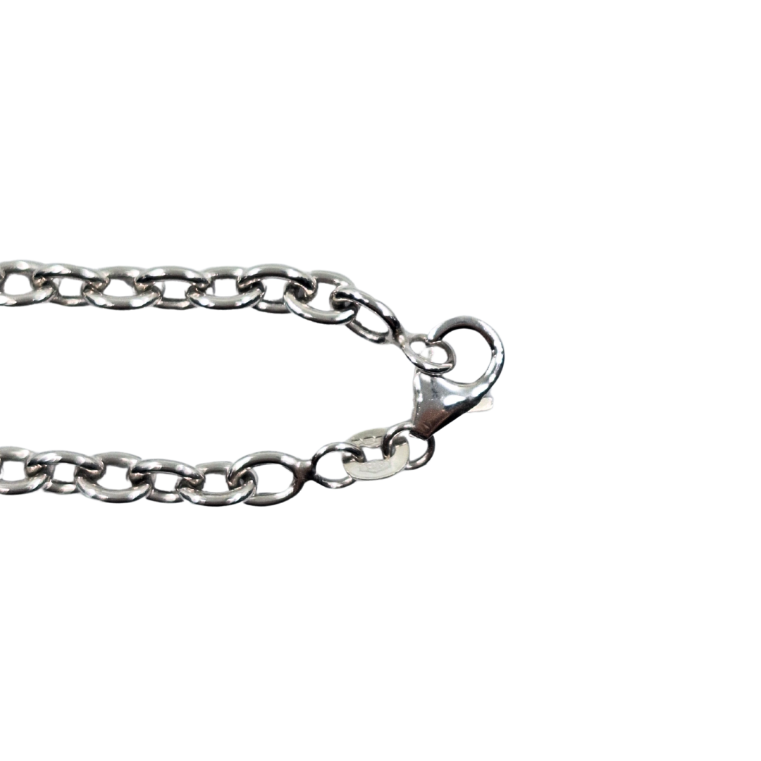 9ct White Gold Belcher Chain With Heart Pendant 17"