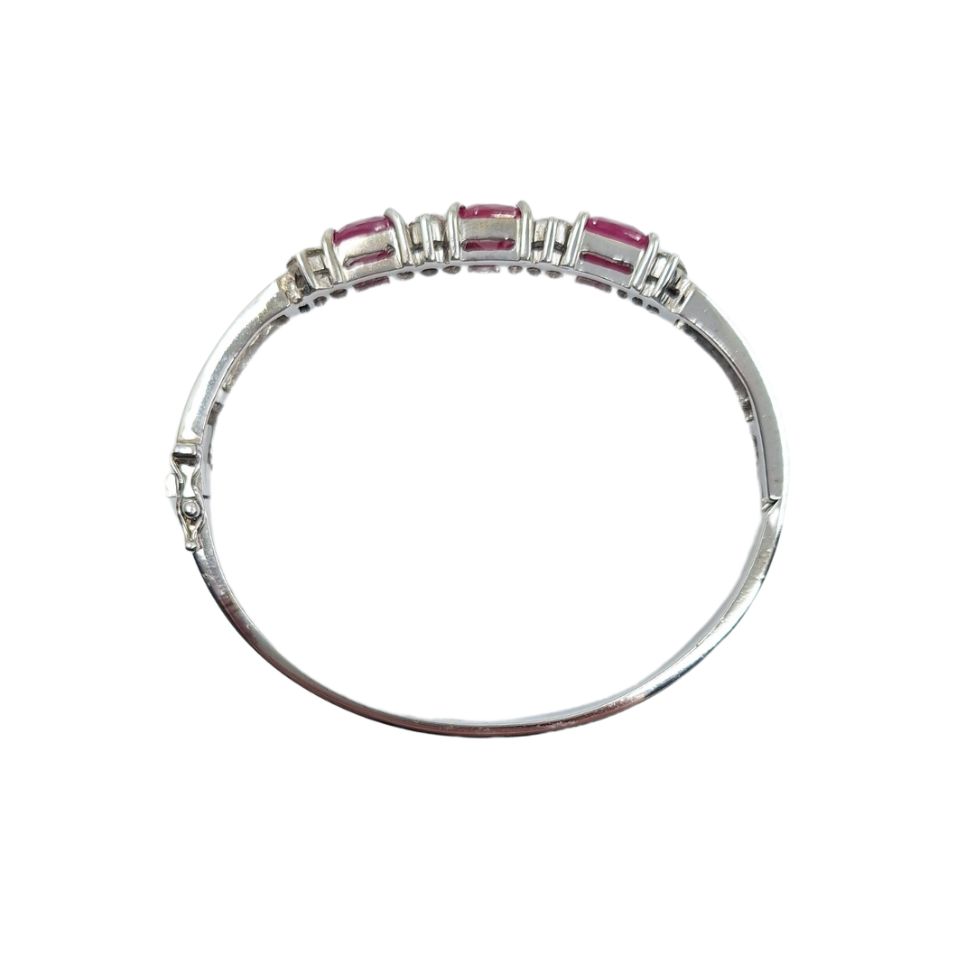 14ct White Gold Ruby & Diamond Bangle
