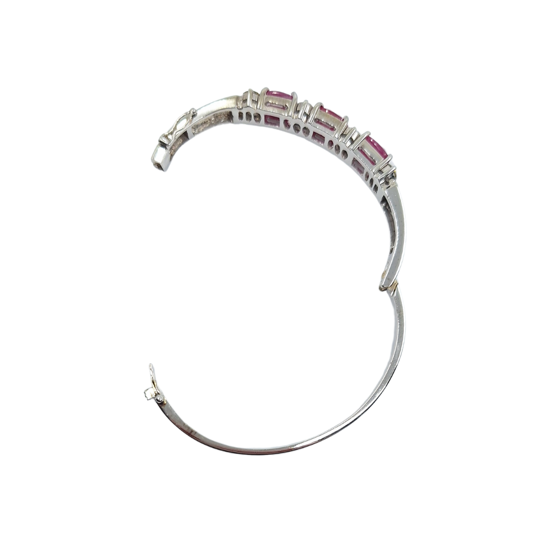14ct White Gold Ruby & Diamond Bangle