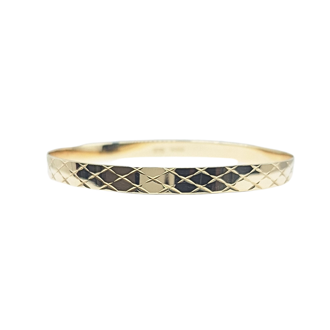 9ct Yellow Gold Patterned Slave Bangle