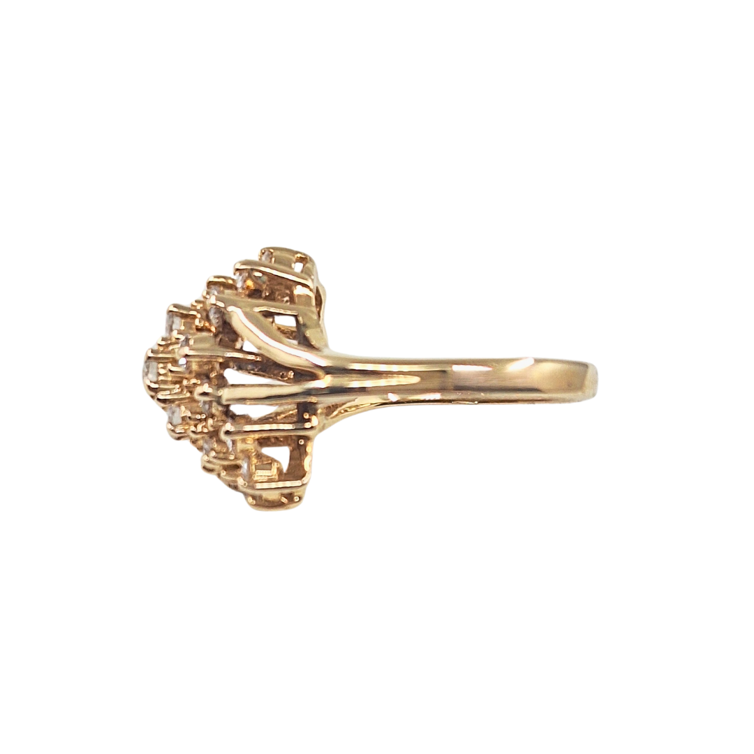 14ct Yellow Gold Diamond Fancy Cluster Ring 0.99ct