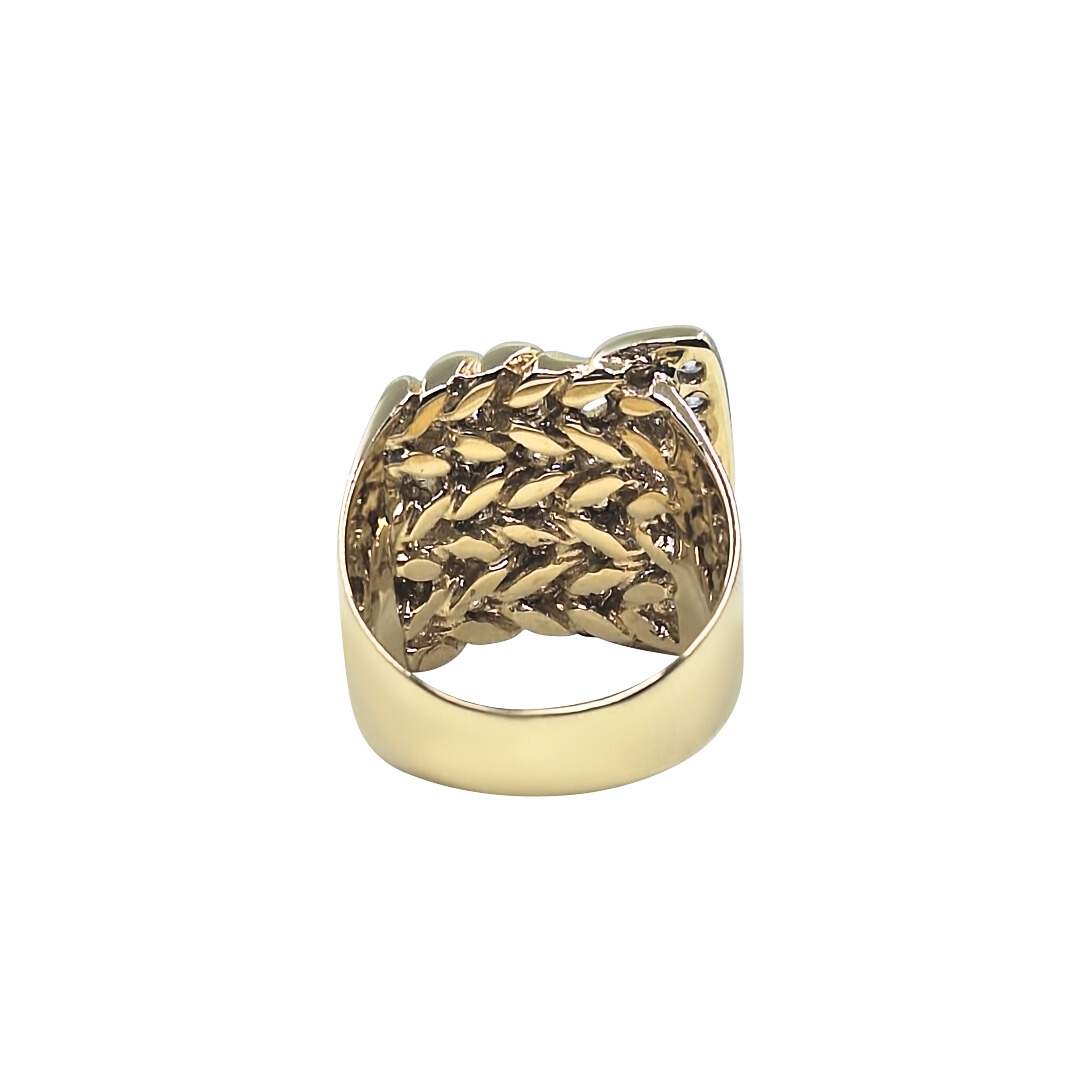 9ct Yellow Gold CZ Keeper Buckle Ring