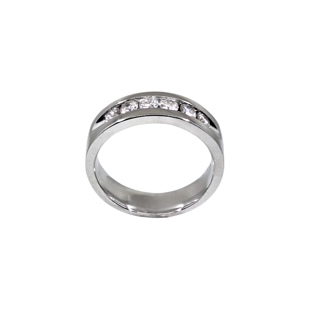 14ct White Gold Six Stone Diamond Band Ring
