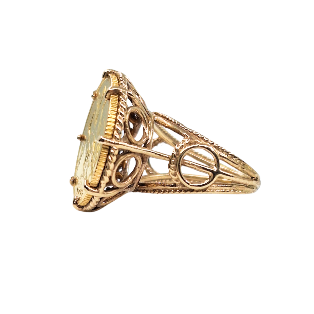 9ct/22ct Yellow Gold Half Sovereign Ring 1925