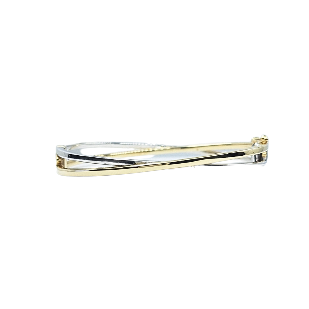 9ct Yellow & White Gold Crossover Bangle