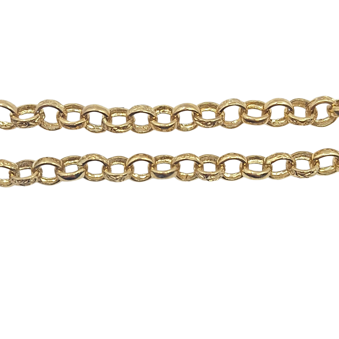 9ct Yellow Gold Patterned Belcher Chain 22"