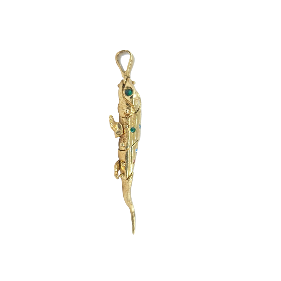 9ct Yellow Gold Cz Lizard Pendant
