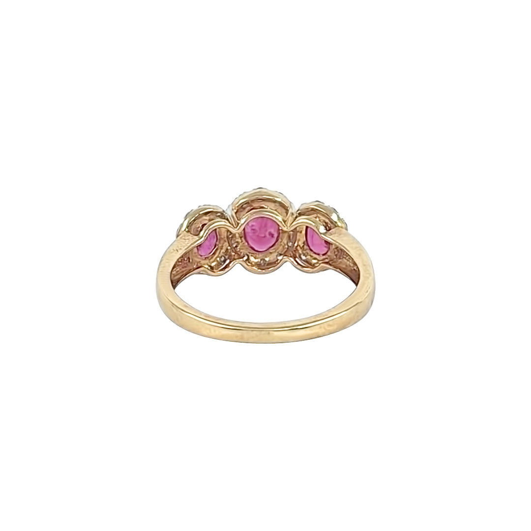 9ct Yellow Gold Ruby & Diamond Trilogy Ring