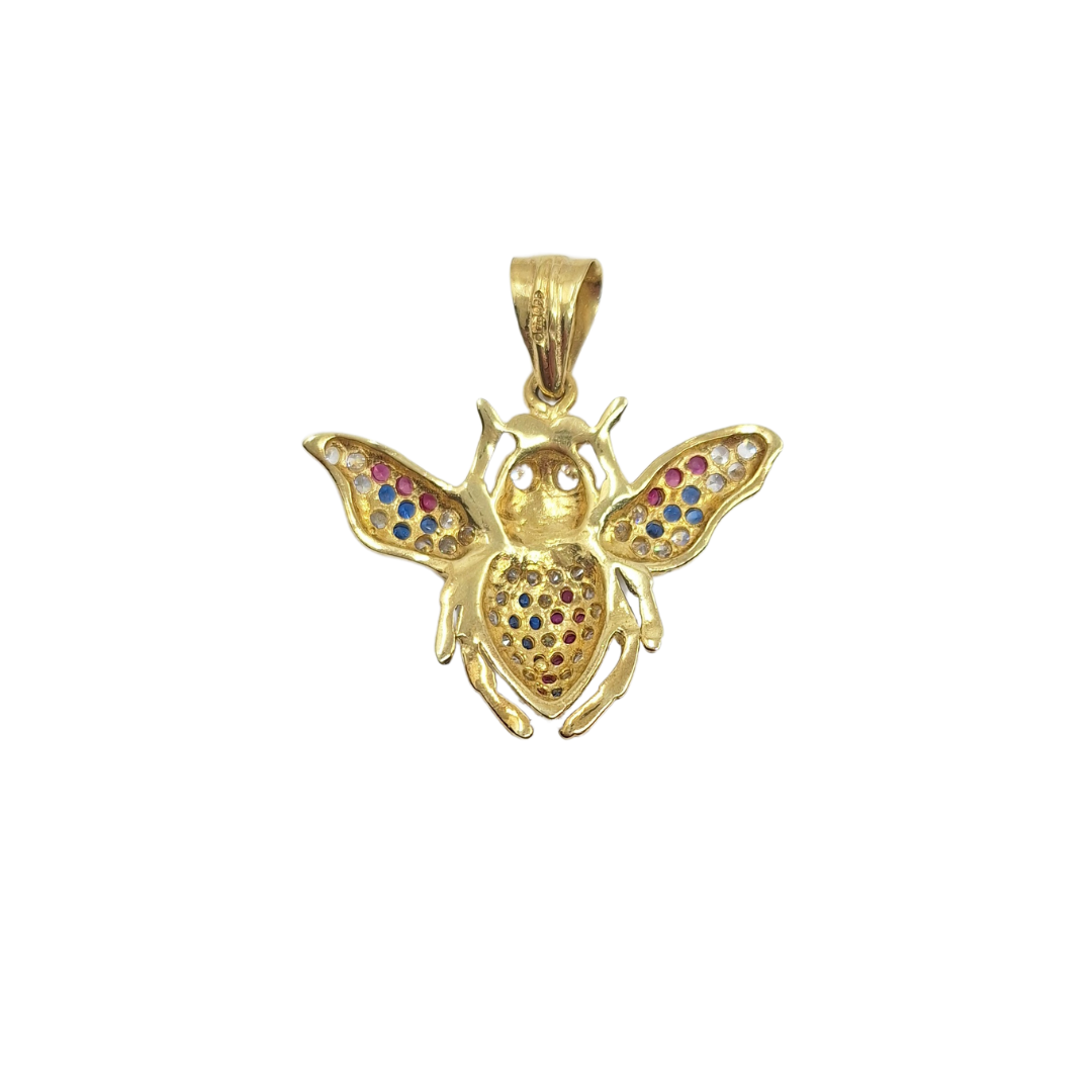 9ct Yellow Gold Rainbow Cubic Zirconia Bug Pendant