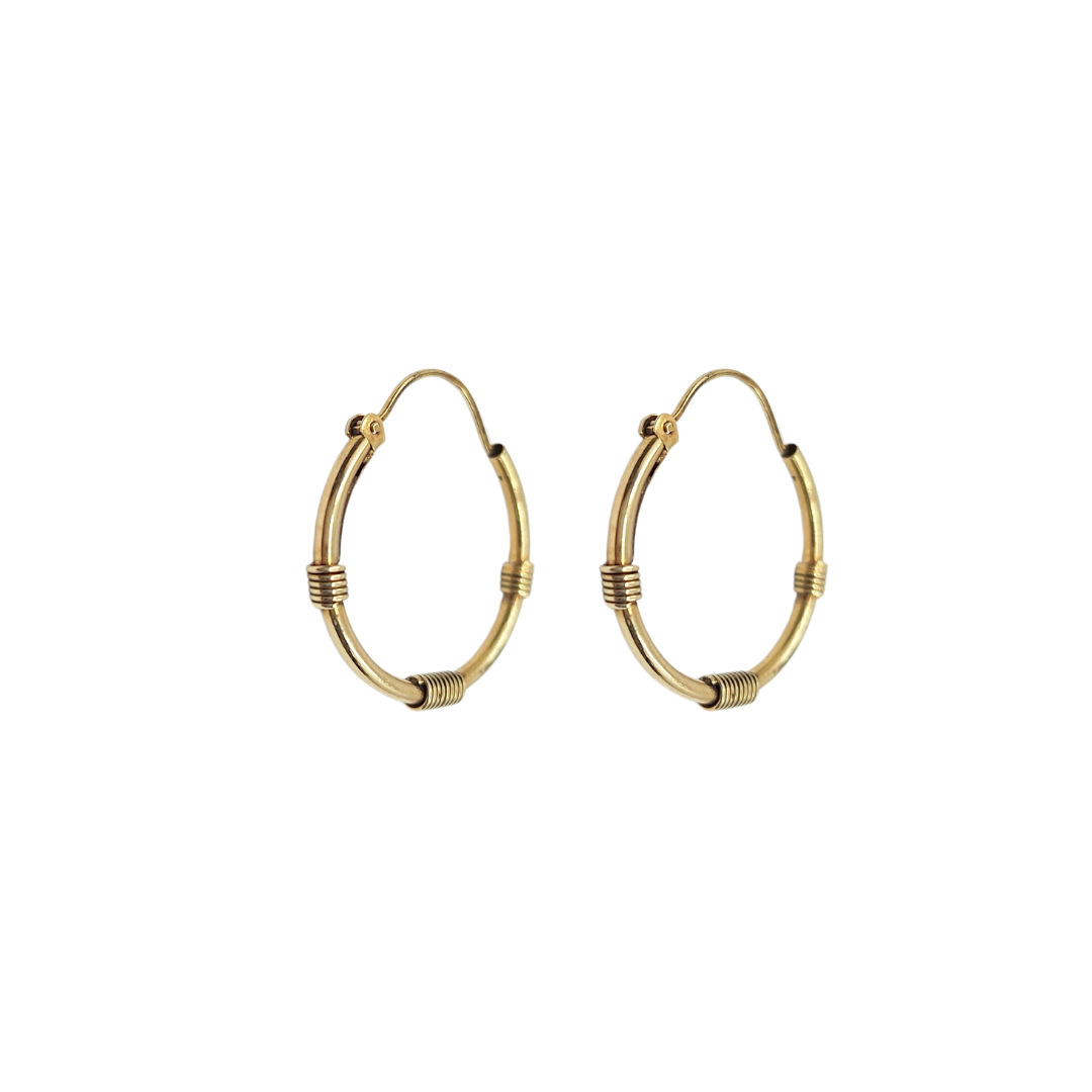 9ct Yellow Gold Patterned Hoop Earrings