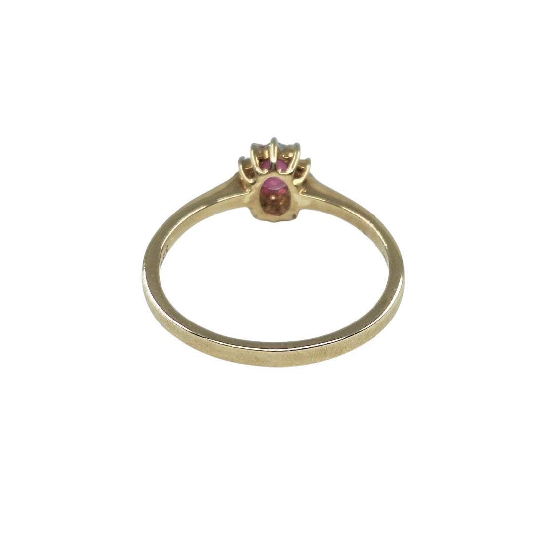 9ct Yellow Gold Ruby & Diamond Cluster Ring