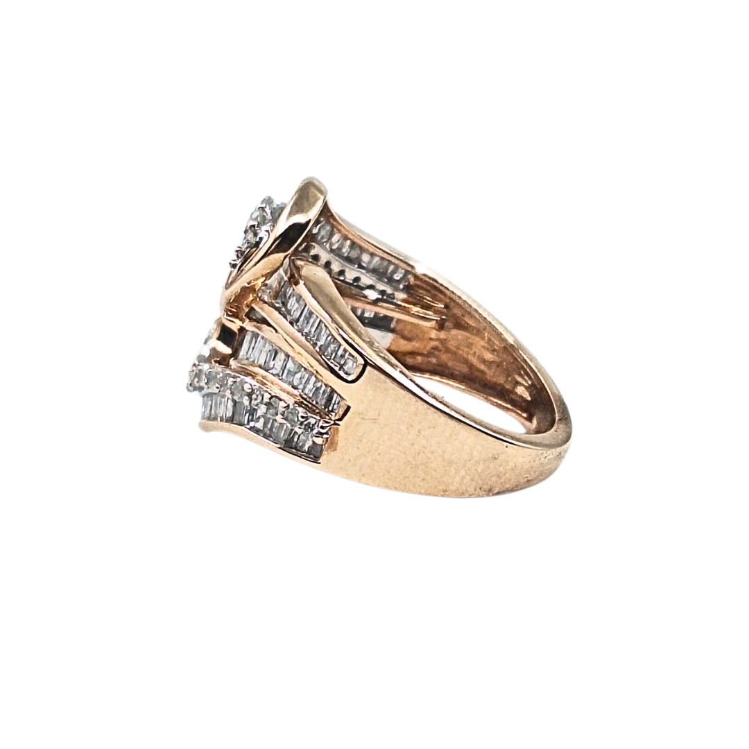 9ct Rose Gold Diamond Swirl Fancy Band Ring