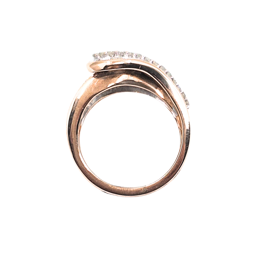 9ct Rose Gold Diamond Swirl Fancy Band Ring