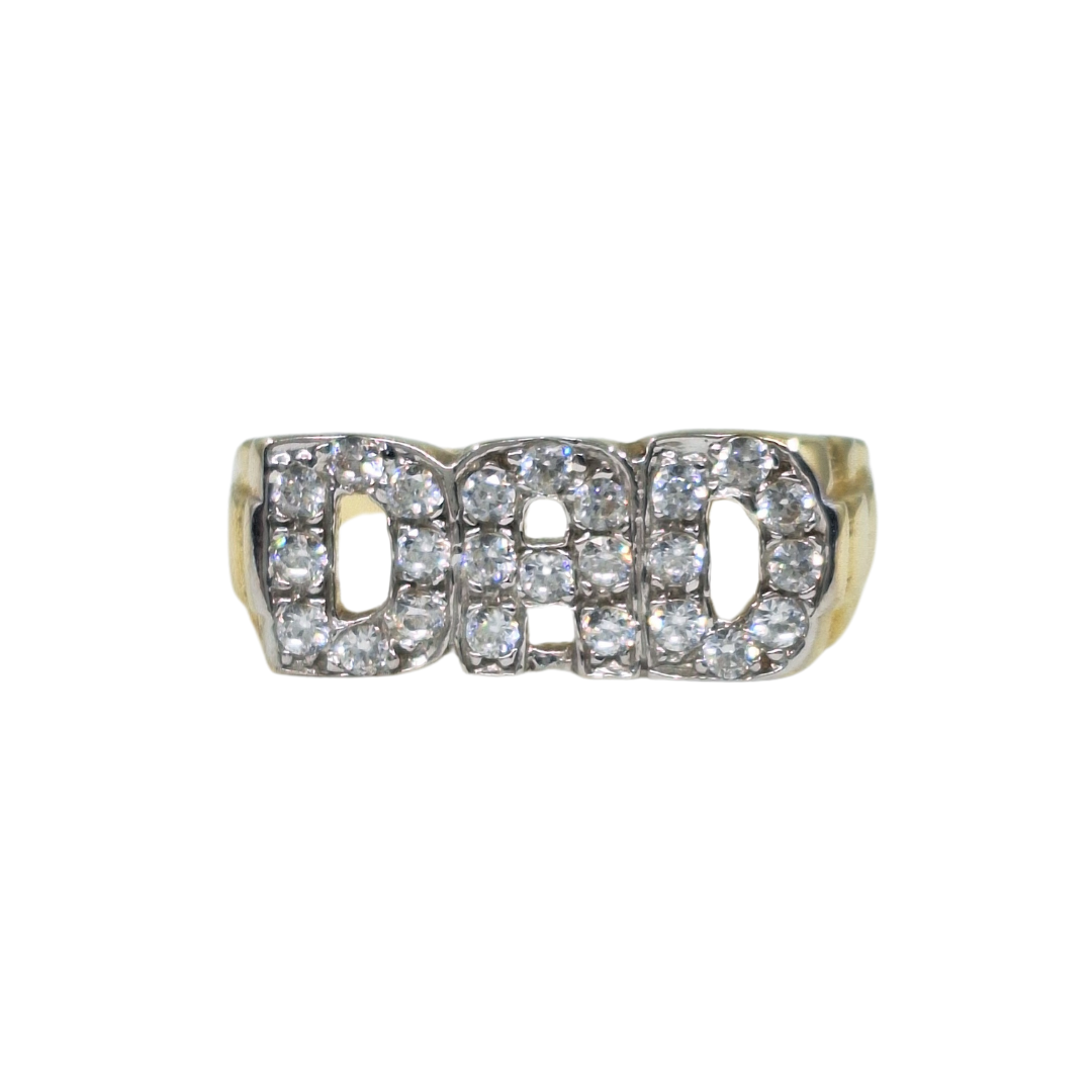 9ct Yellow Gold Cubic Zirconia Dad Ring