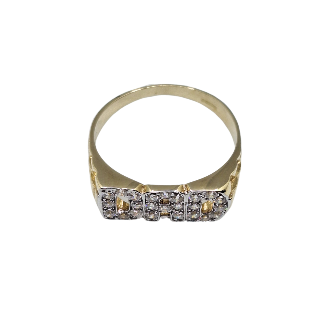 9ct Yellow Gold Cubic Zirconia Dad Ring
