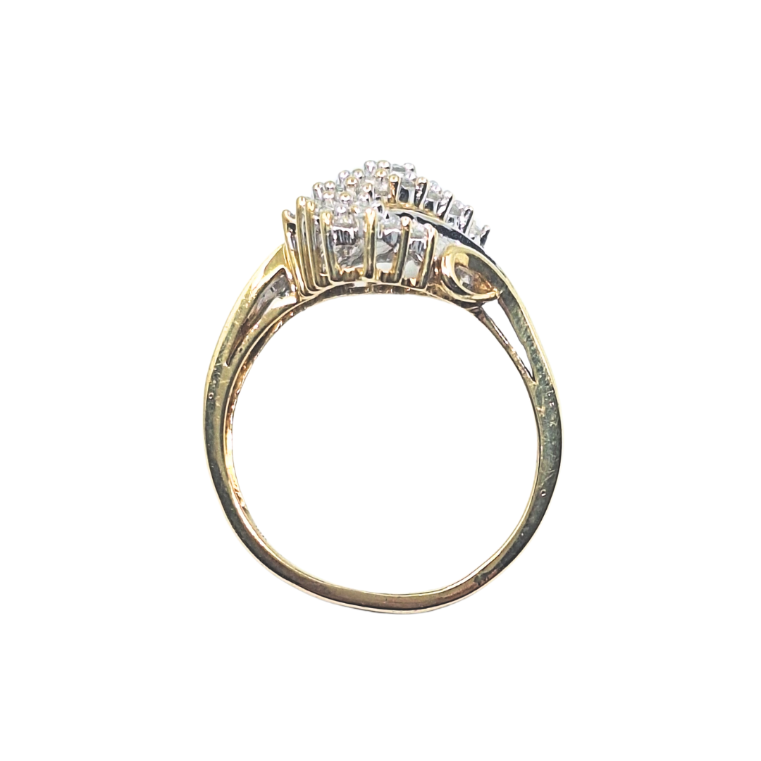 9ct Yellow Gold Diamond Crossover Ring 1.12ct