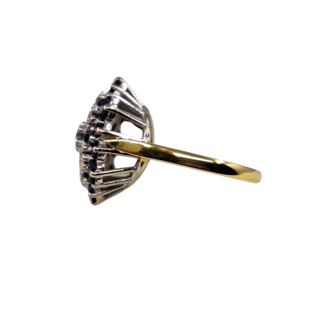 18ct Yellow Gold Sapphire & Diamond Cluster Ring