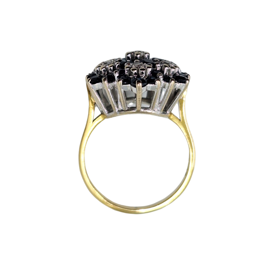 18ct Yellow Gold Sapphire & Diamond Cluster Ring
