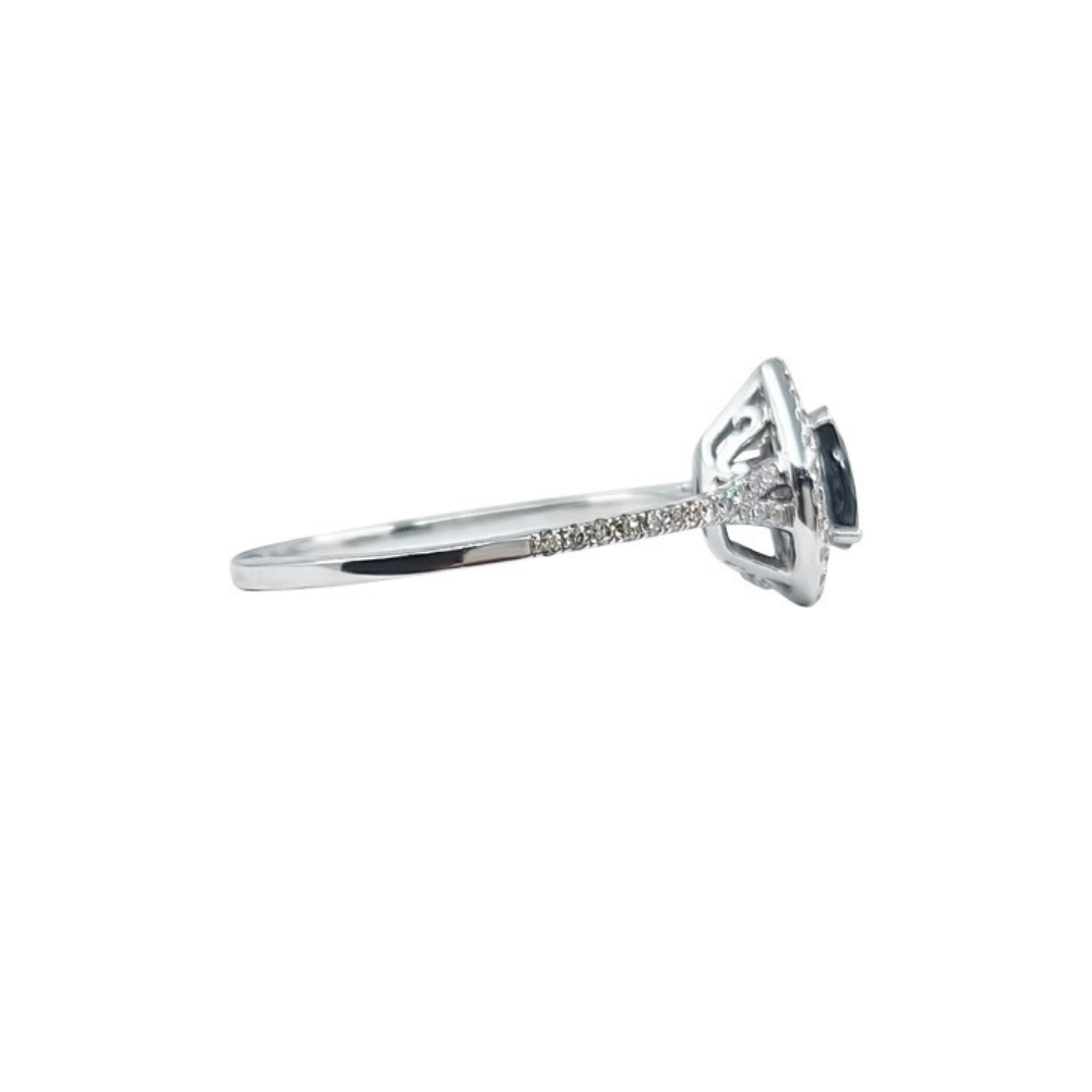 18ct White Gold Sapphire and Diamond Cluster Ring