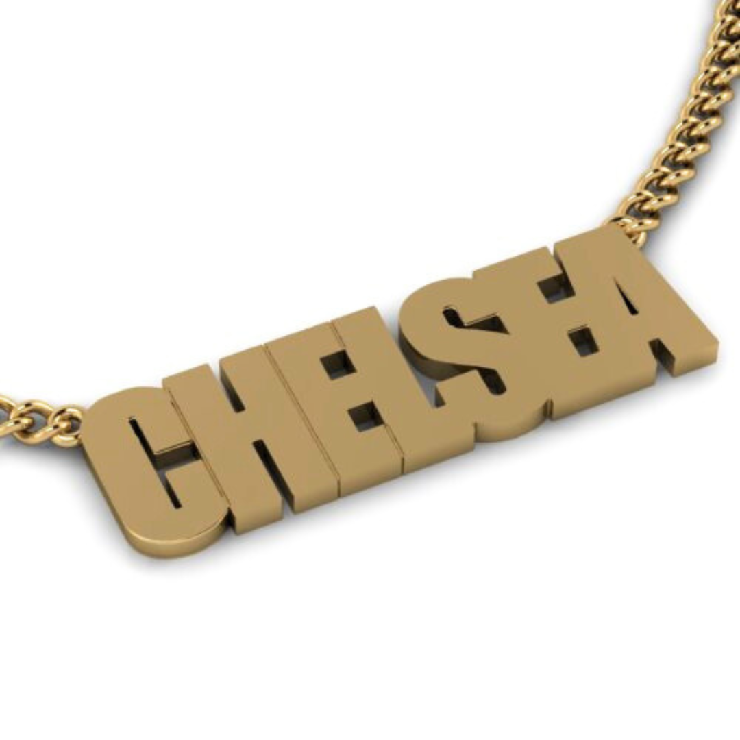 9ct Gold Personalised Name Necklace Block – blackwellonline