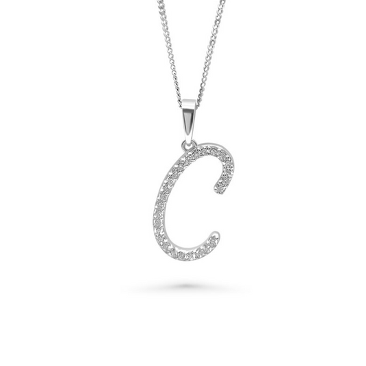 White Gold & Ethical Diamond Initial C Pendant