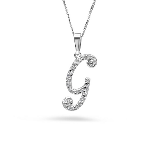 White Gold & Ethical Diamond Initial G Pendant