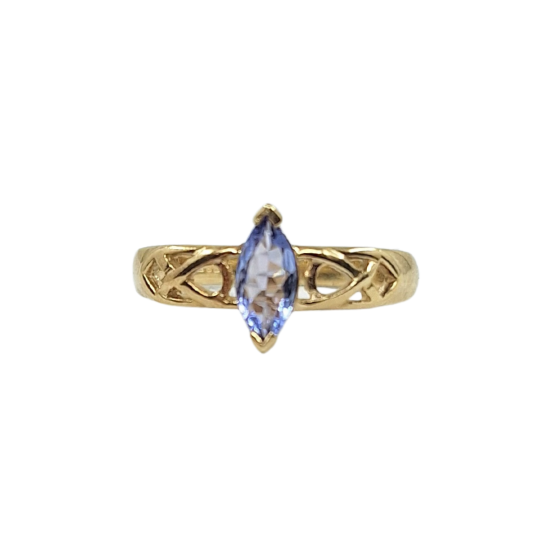 9ct Yellow Gold Marquise Tanzanite Celtic Ring
