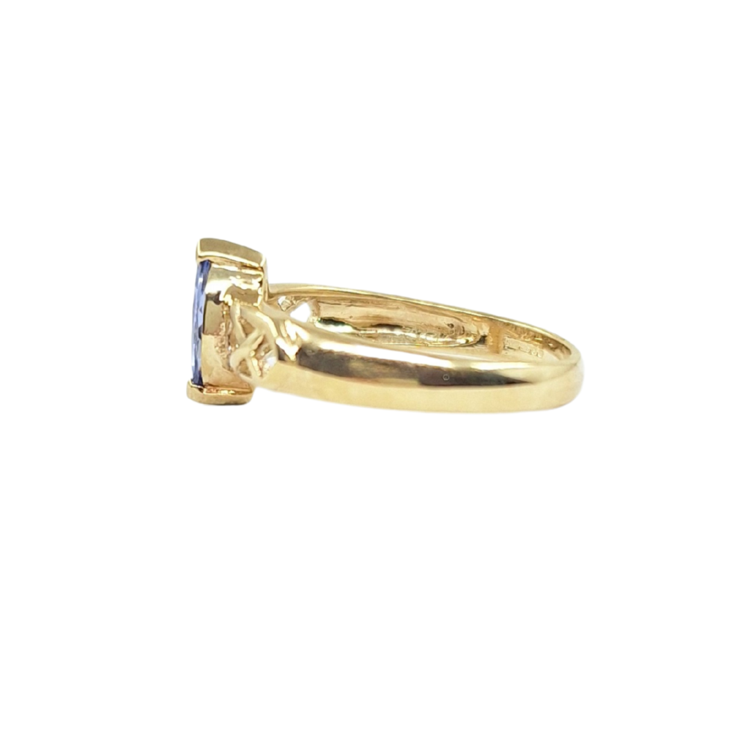 9ct Yellow Gold Marquise Tanzanite Celtic Ring