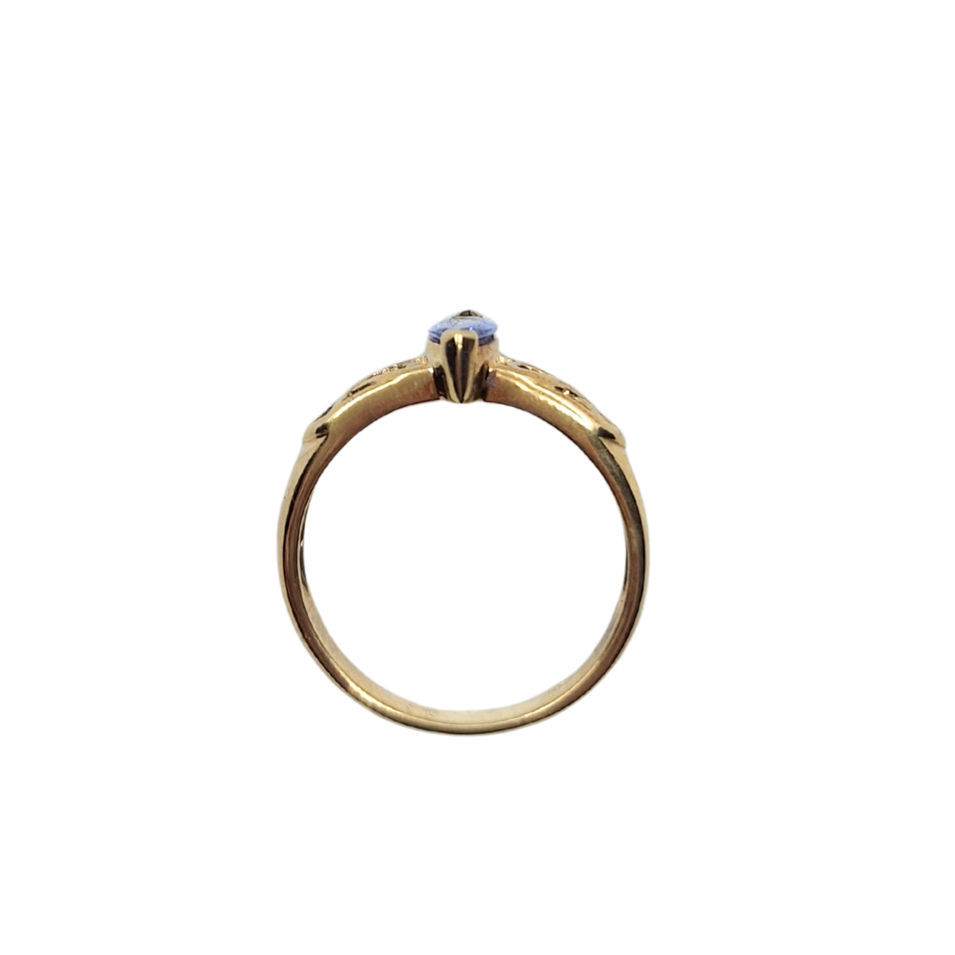 9ct Yellow Gold Marquise Tanzanite Celtic Ring