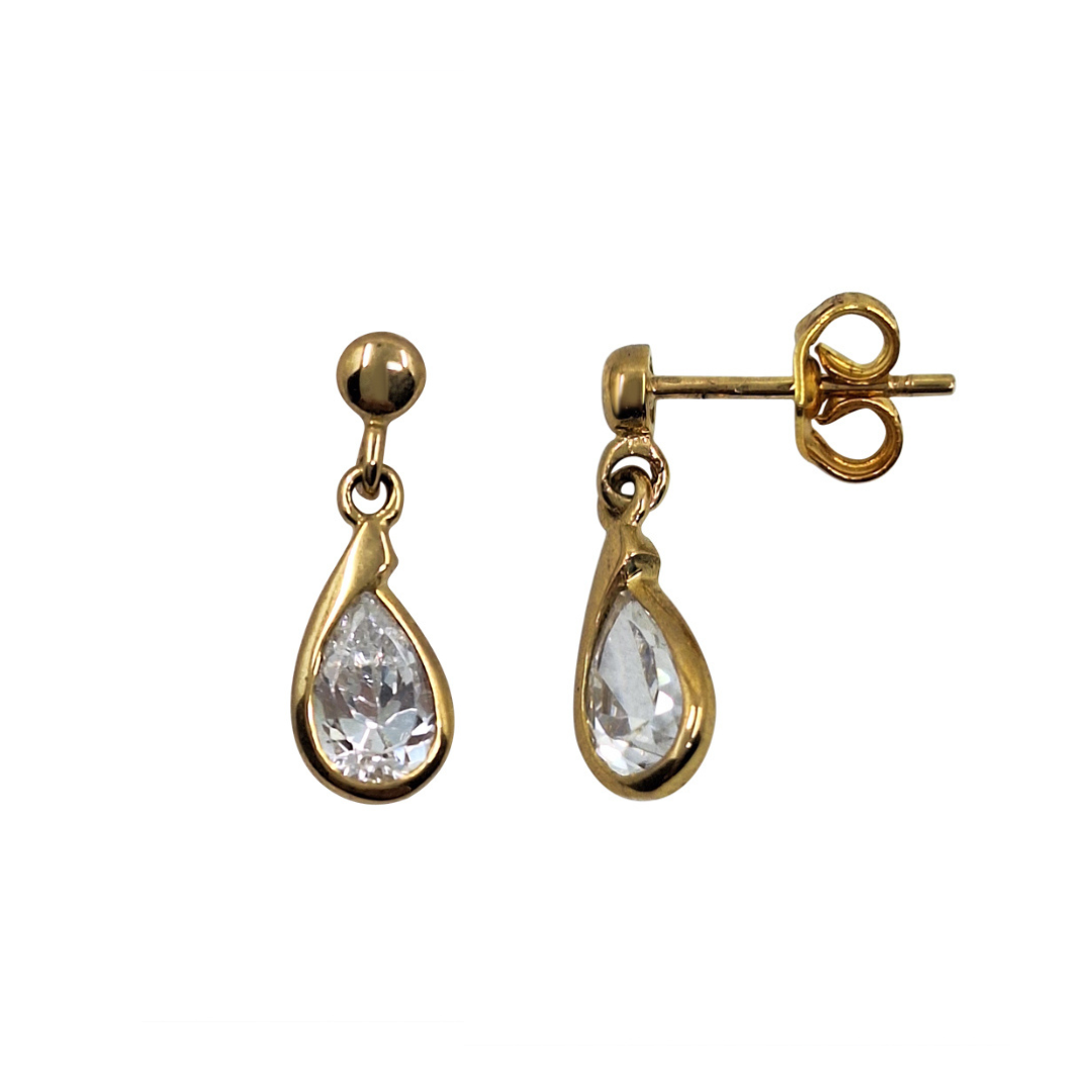 9ct Yellow Gold Cubic Zirconia Drop Earrings