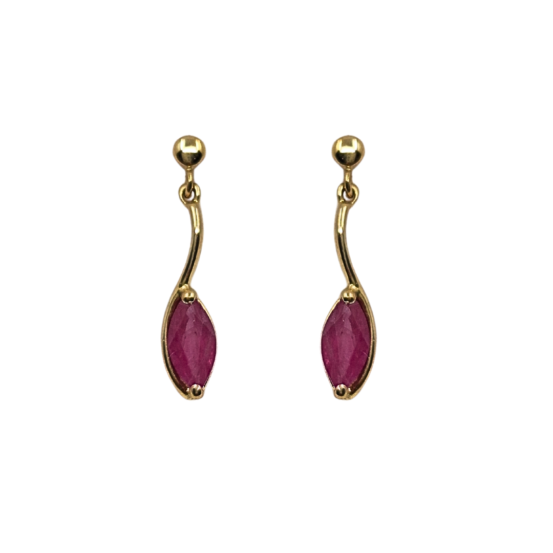 9ct Yellow Gold Ruby Drop Earrings