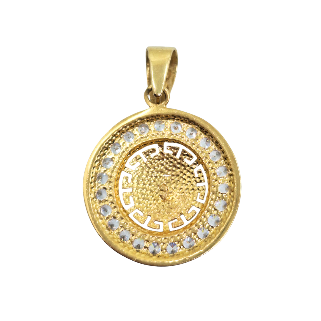 14ct Yellow Gold Cubic Zirconia Versace Style Pendant